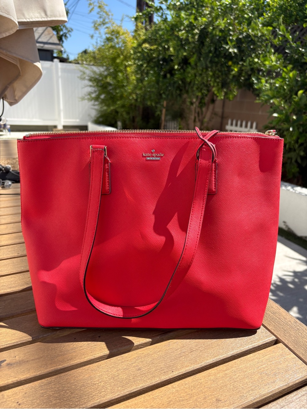 Kate Spade Red Saffiano Tote Bag